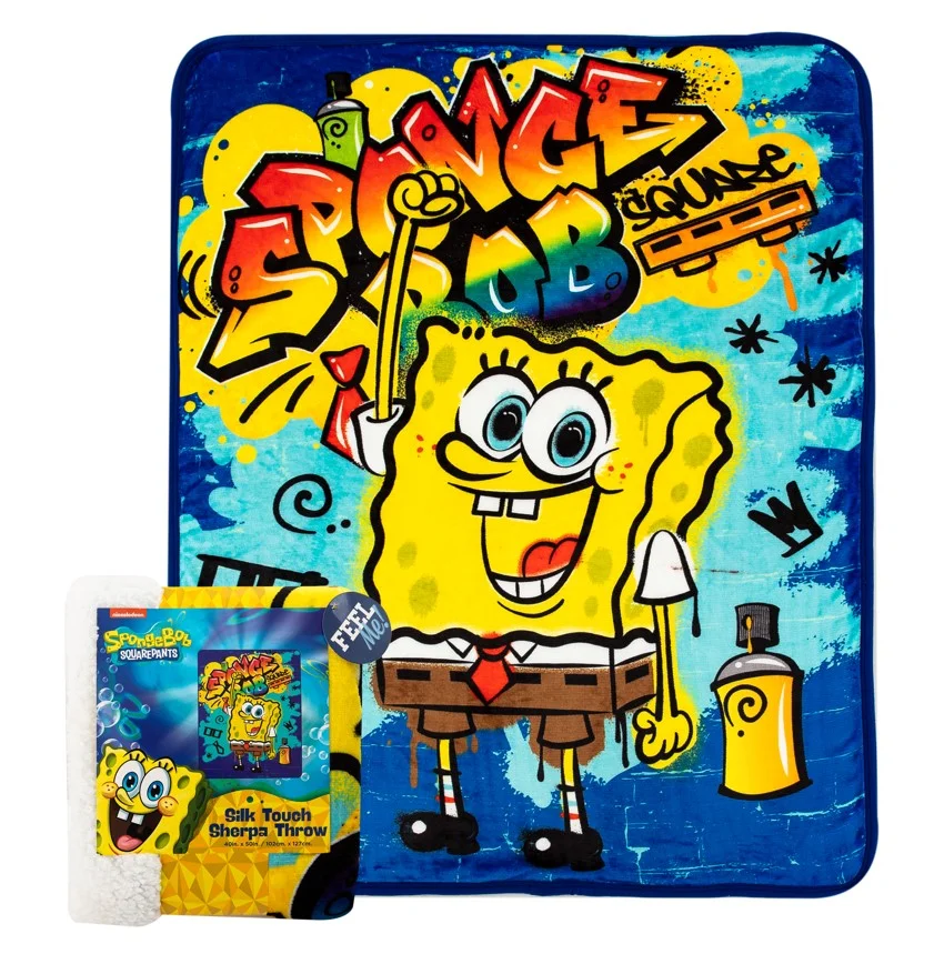 Spongebob Graffiti Bob Silk Touch Sherpa Blanket
