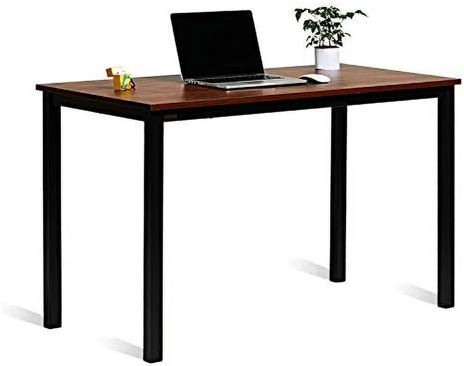 KHBIULIFE Computer Desk 55 Inch Modern Simple Large Study Writing Desk Industrial Style Laptop PC Table for Home Office  Sandalwood Board Black Leg