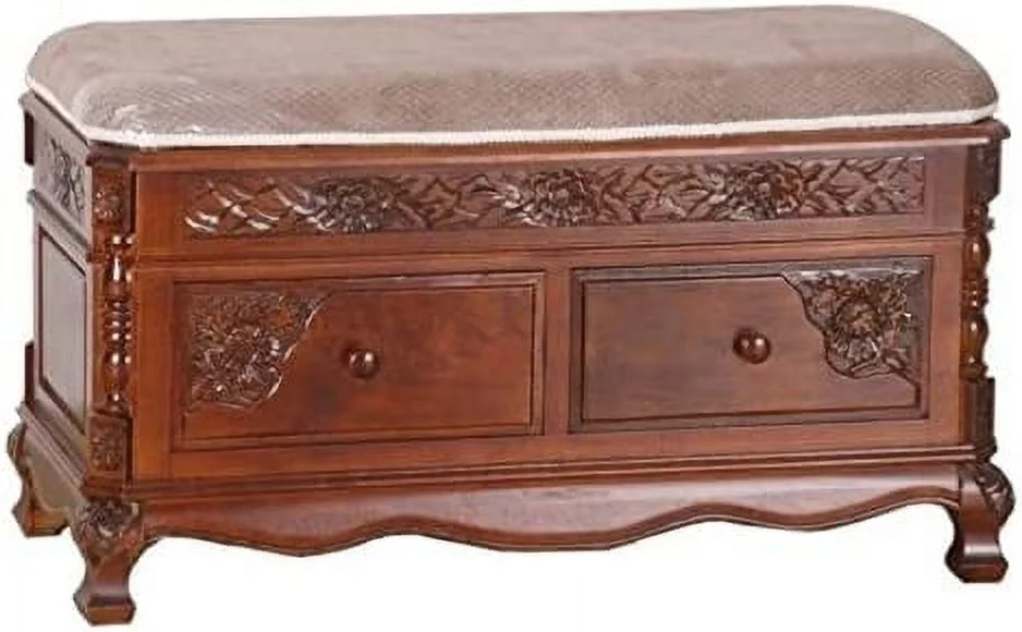 Pemberly Row 2 Drawer Storage Bench in Walnut Stain