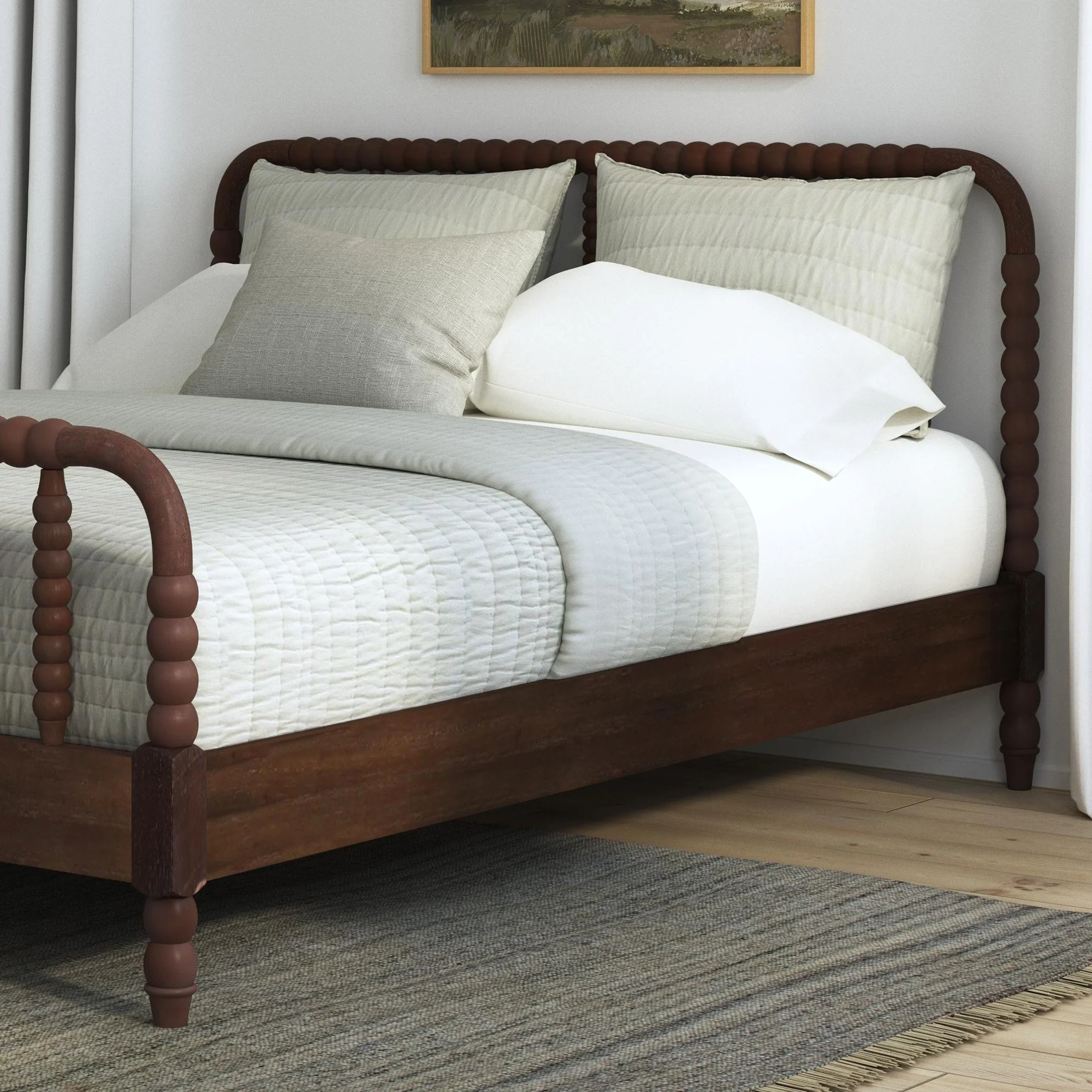 Spindle Brown Queen Bed