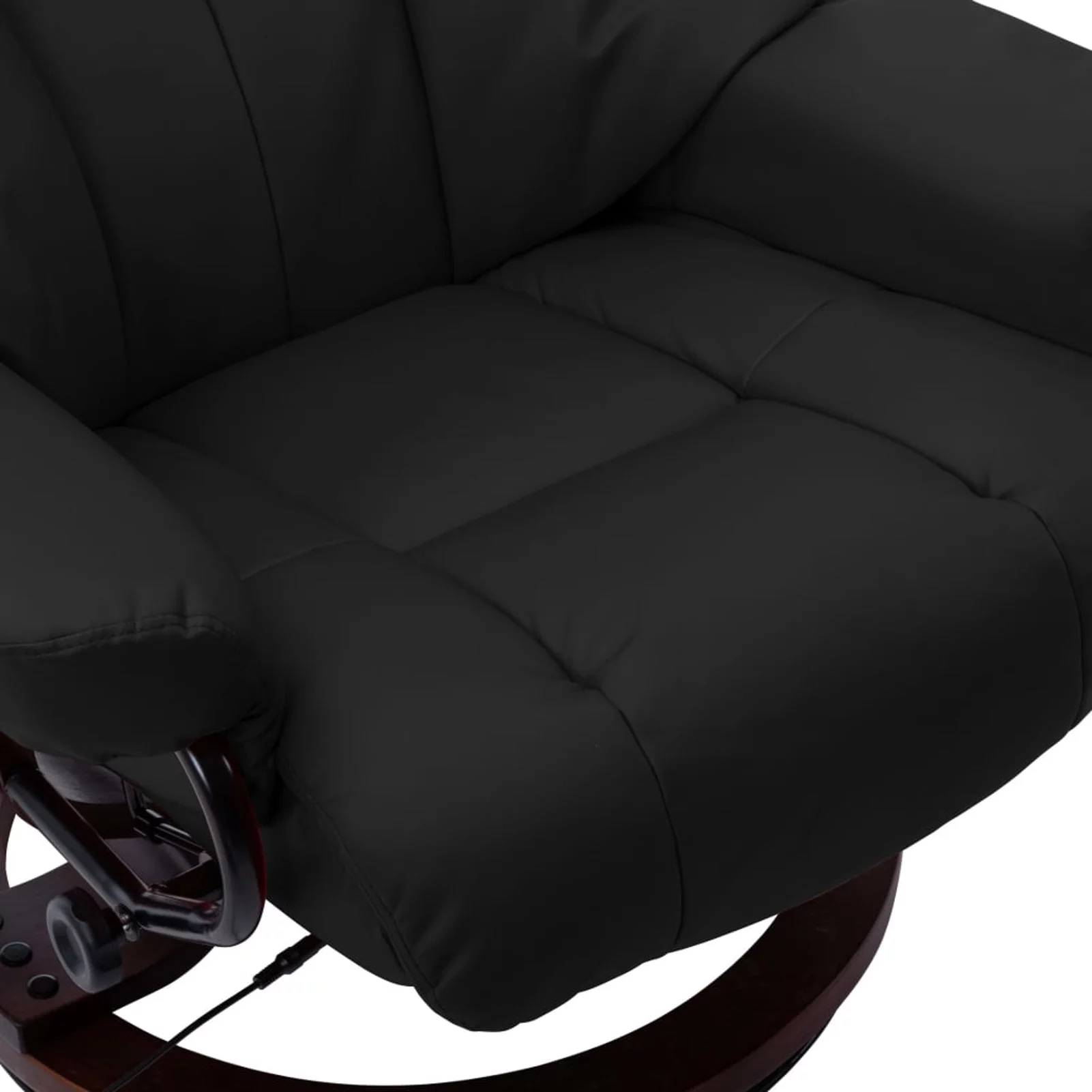 Aibecy Massage Recliner with Ottoman Black Faux Leather and Bentwood