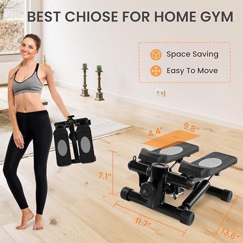 Pre-Assembled Adjustable Mini Stepper Stair Stepper Stepping Machine with Resistance Bands