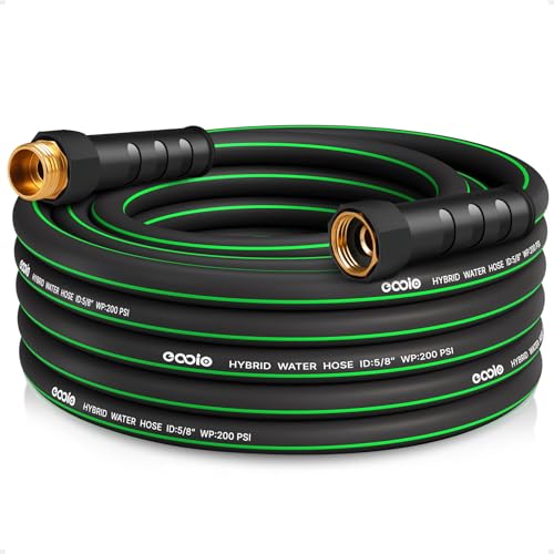 Heavy Duty Garden Hose 25ft, NON-EXPANDABLE Flexible Water Hose, Kink Resistant Lightweight Hybrid Hose, Leakproof Hose Male to Female Fittings