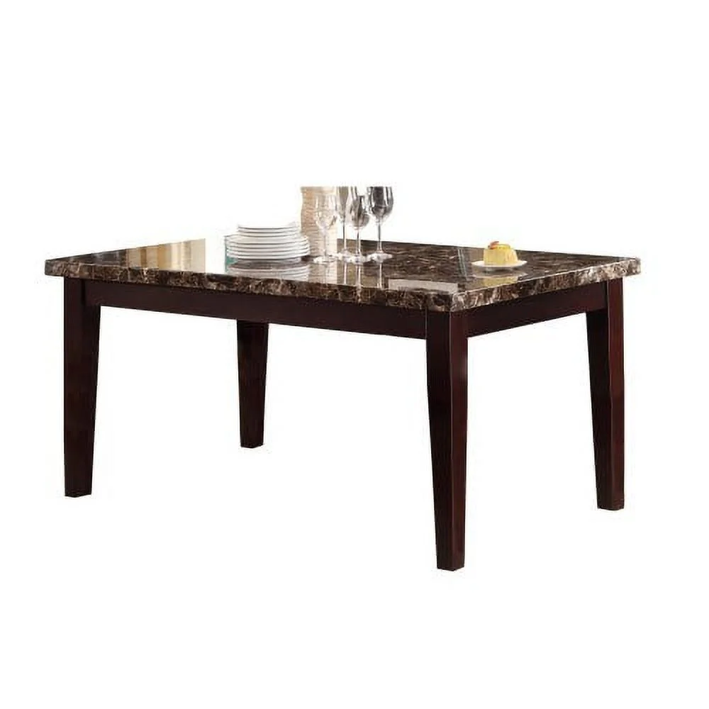 Espresso Dining Table with Faux Marble Top - 107.0 - Elevate your dining experience with elegance
