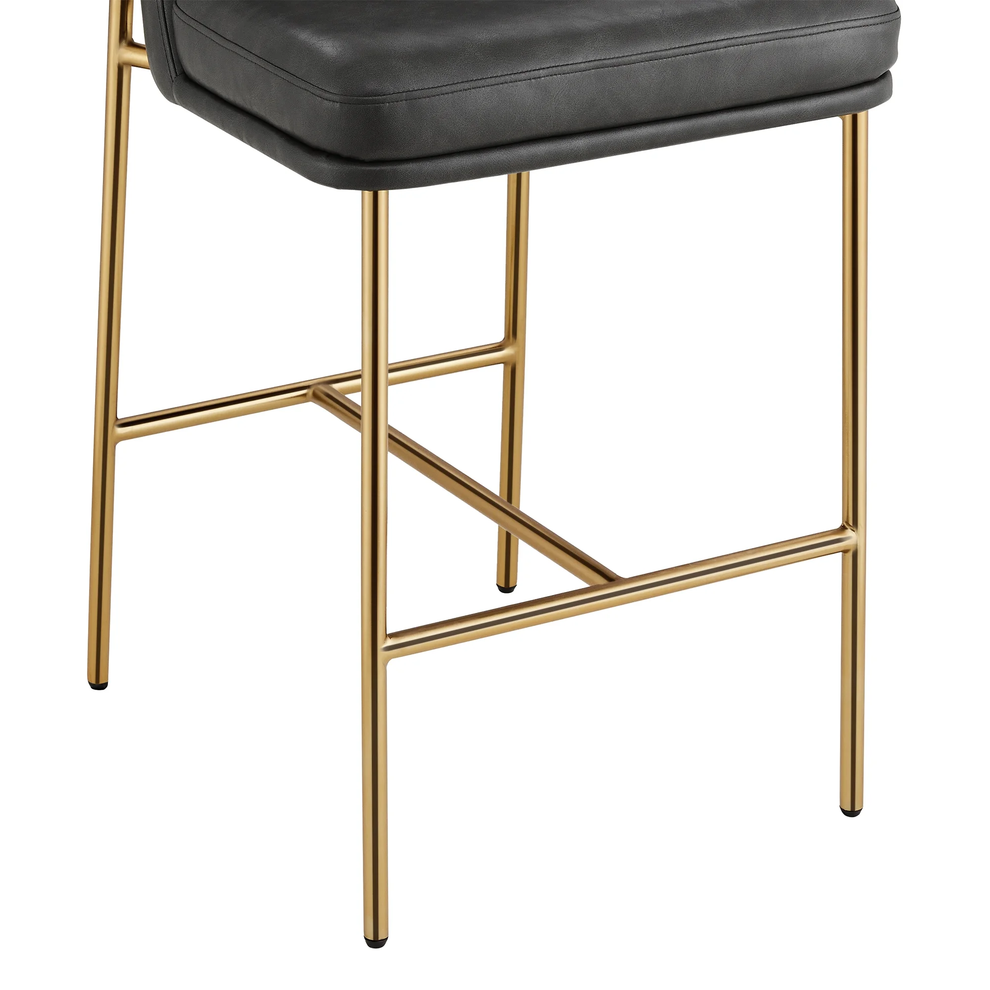 CHITA Modern Counter Height Bar Stool Set of 2, 27 inch Counter Stool with Back & Metal Legs, Faux Leather in Retro Gray