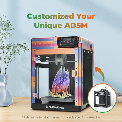 FLASHFORGE AD5M 3D Printer Fully Auto Calibration Print with 1-Click Max 600mm/s Speed, All-Metal CoreXY Structure Precise Printing, Easy-Maintenance Quick-Swap Nozzle, Print Size 220x220x220mm