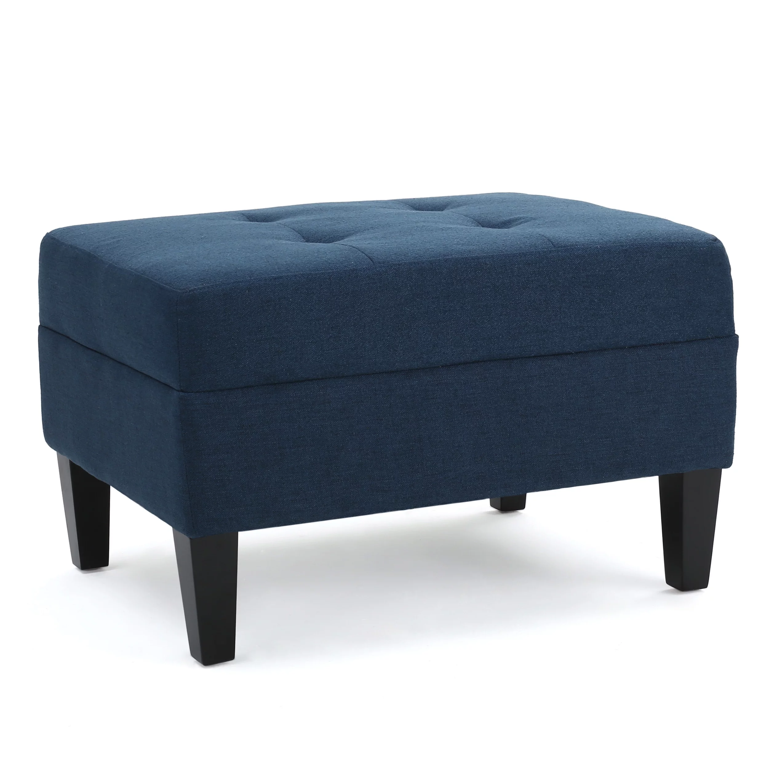 Noble House Rectangular Fabric Ottoman, Dark Blue