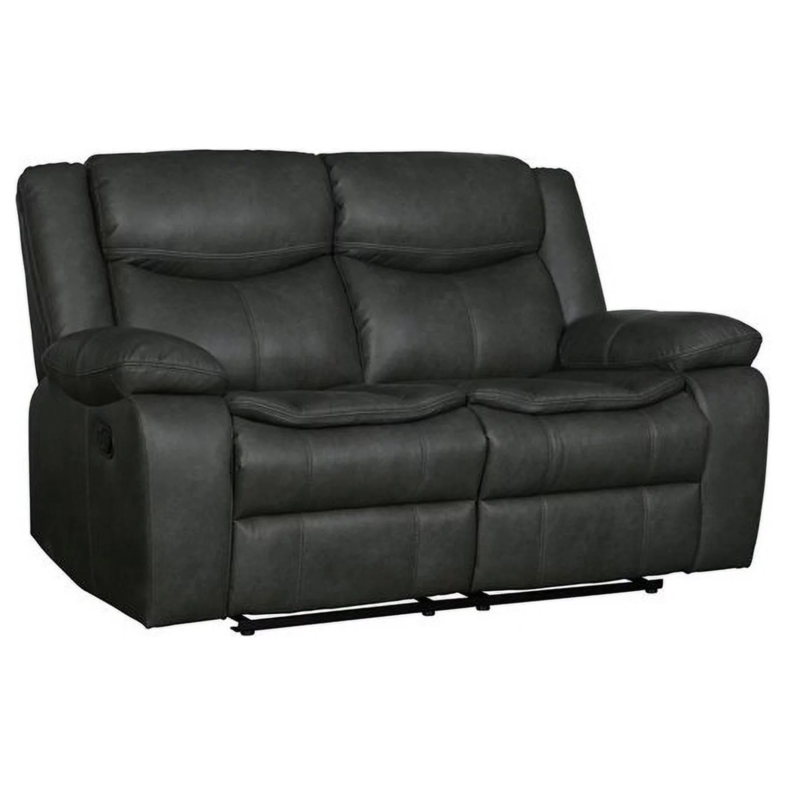 Titan Furnishings Transitional Faux Leather Reclining Sofa Set in Gray