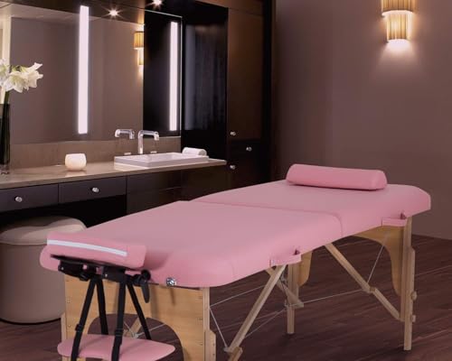 BestMassage Massage Bed Portable Massage Table 28 inche Wide Lash Bed Heigh Adjustable 2 Folding Spa Table with Half Bolster Oxford Bag for Spa Footmassage Facial CareSpa Tattoo