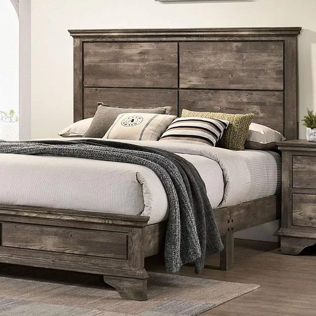 Transitional Gray Solid Wood King Bedroom Set 6pcs FOA CM7186 Fortworth