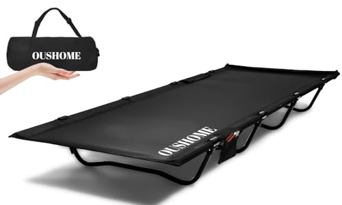 Ultralight Camping Cot, Camping Cots for Adults, Supports 352lbs, Portable Folding Backpacking Cot for Camping, Outdoor Travel, Hiking, Home, Mountaineering, Black