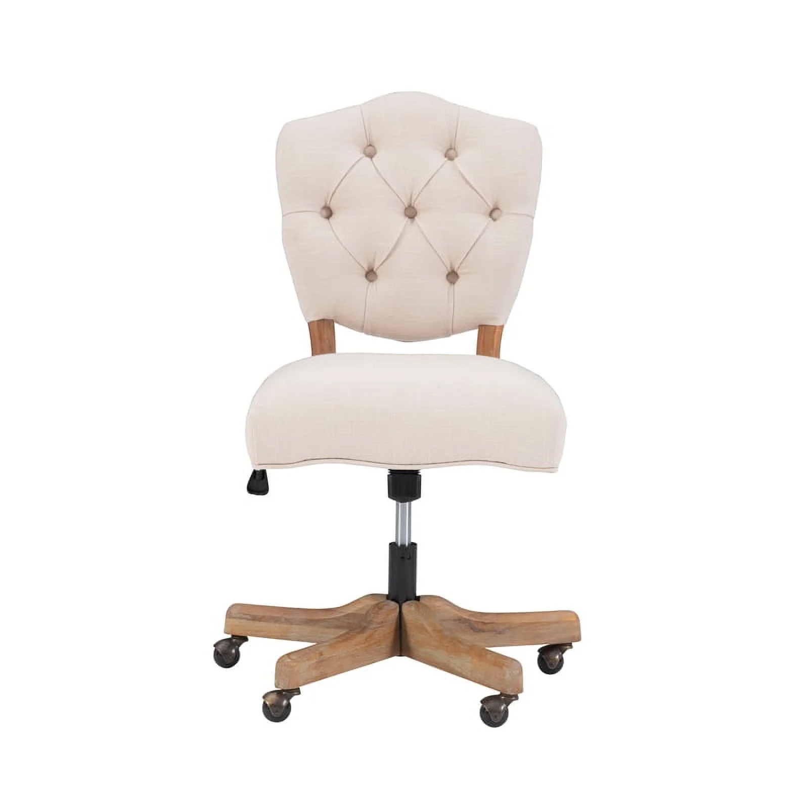 UrbanPro Wood Upholstered Swivel Office Chair in Beige