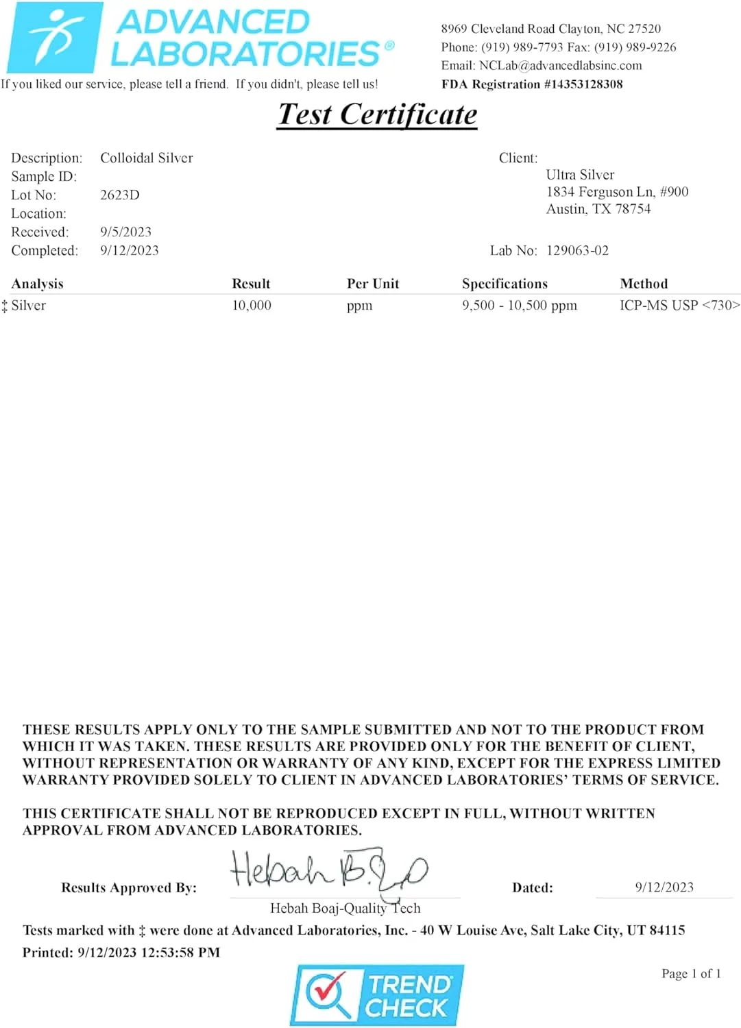 Ultra Silver® Colloidal Silver | 10000 PPM 4 Oz (118mL) | Mineral Supplement | True Colloidal Silver - with Dropper