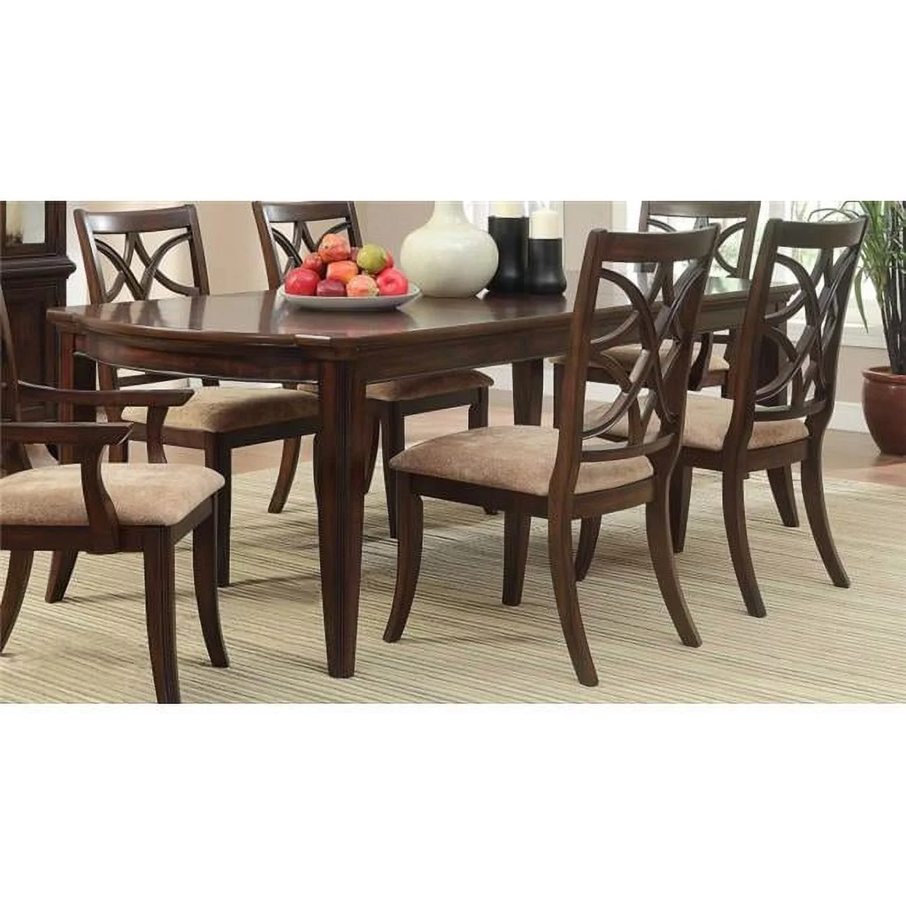 Home Elegance 2546-96 Keegan Dining Table Only in Rich Brown Cherry