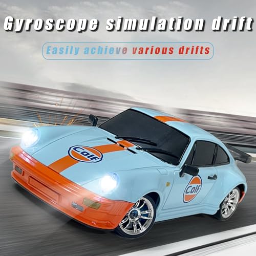LD1899 1/18 RC Drift Car GTR R34 2.4GHz RWD with Gyroscope on-Road Alloy Body Shell Racing Cars Radio Control (Blue)