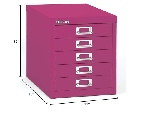 Bisley 10-Drawer Steel MultiDrawer Cabinet - Black, Chrome Pull Handles with Label Holders, Powder-Coated Steel, Removable Drawers, Fits Under Most Desks, Labels Included