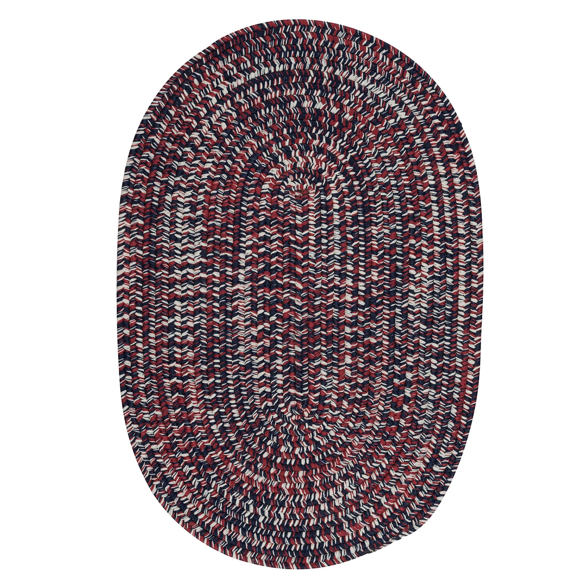 Colonial Mills 2' x 7' Red and White Tweed All Purpose Handcrafted Reversible Oval Outdoor Area