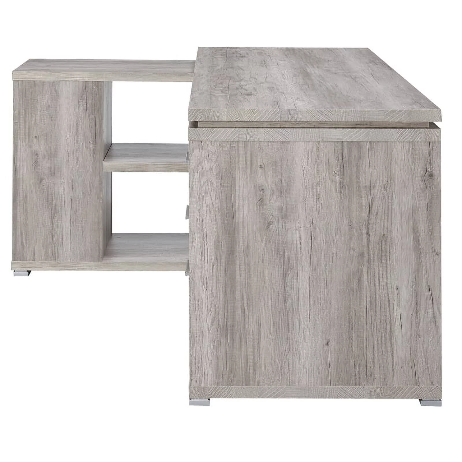 Home Square 2 Piece Set with L-Shaped Desk & Office Chair in Gray Driftwood/Gray