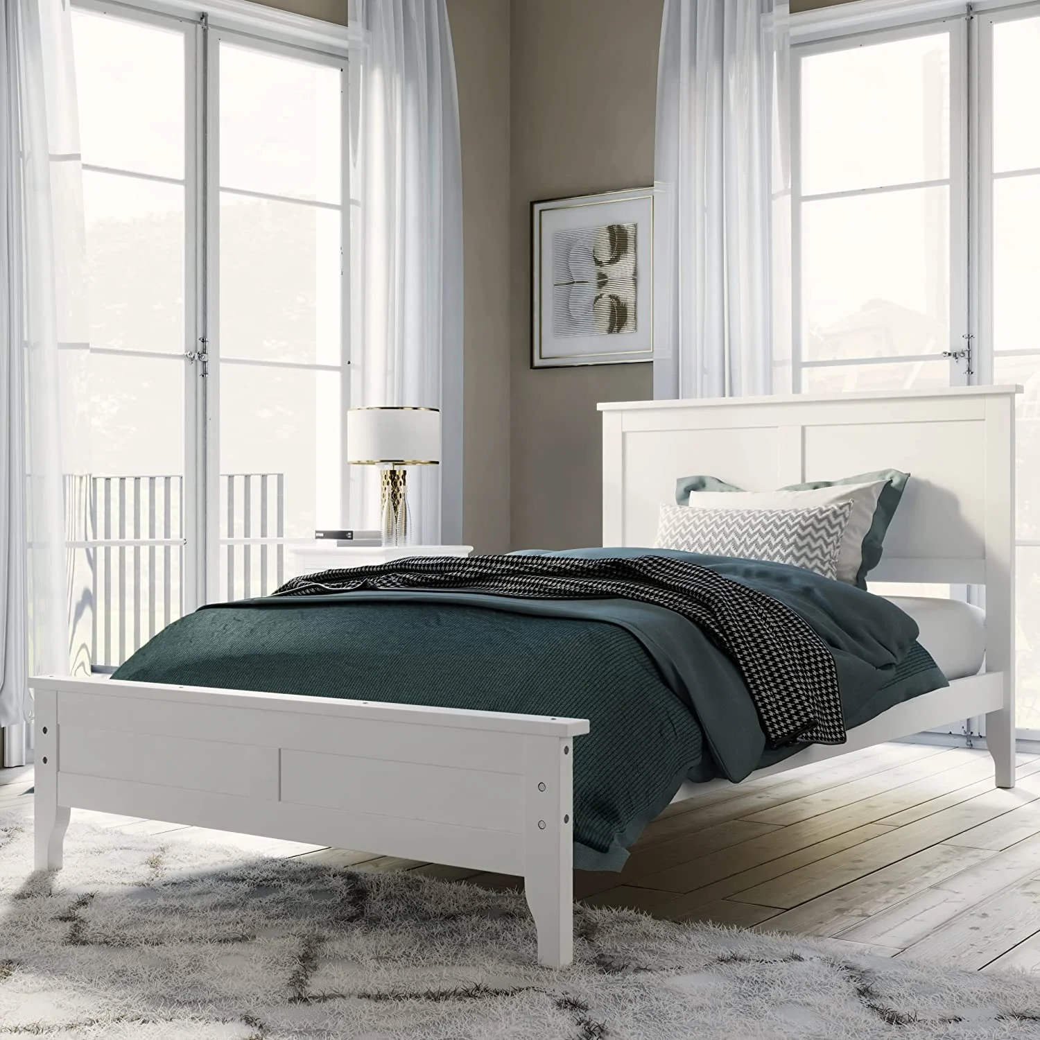 Bedroom Sets, 3 Pieces Bedroom Sets With Full Size Bed, Nightstand End Table And Dresser, Wood Bedroom Furniture Set (White_Full, 3 Piece)