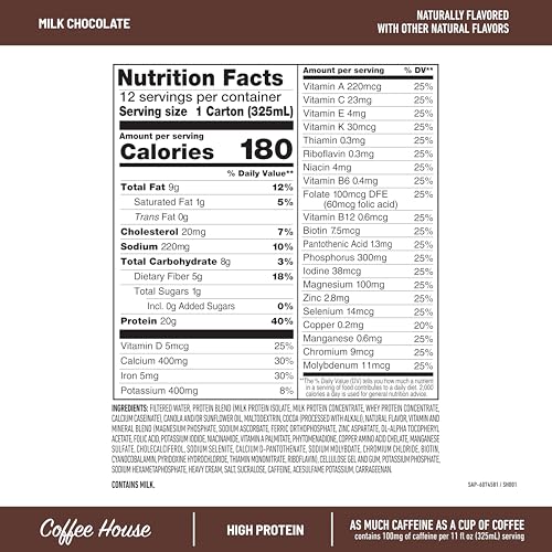 SlimFast Protein Shake, Chocolate- 20g Protein, Meal Replacement Shake Ready to Drink, High Protein with Low Carb and Low Sugar, 24 Vitamins and Minerals, 12 Count (Pack of 1) (Packaging May Vary)