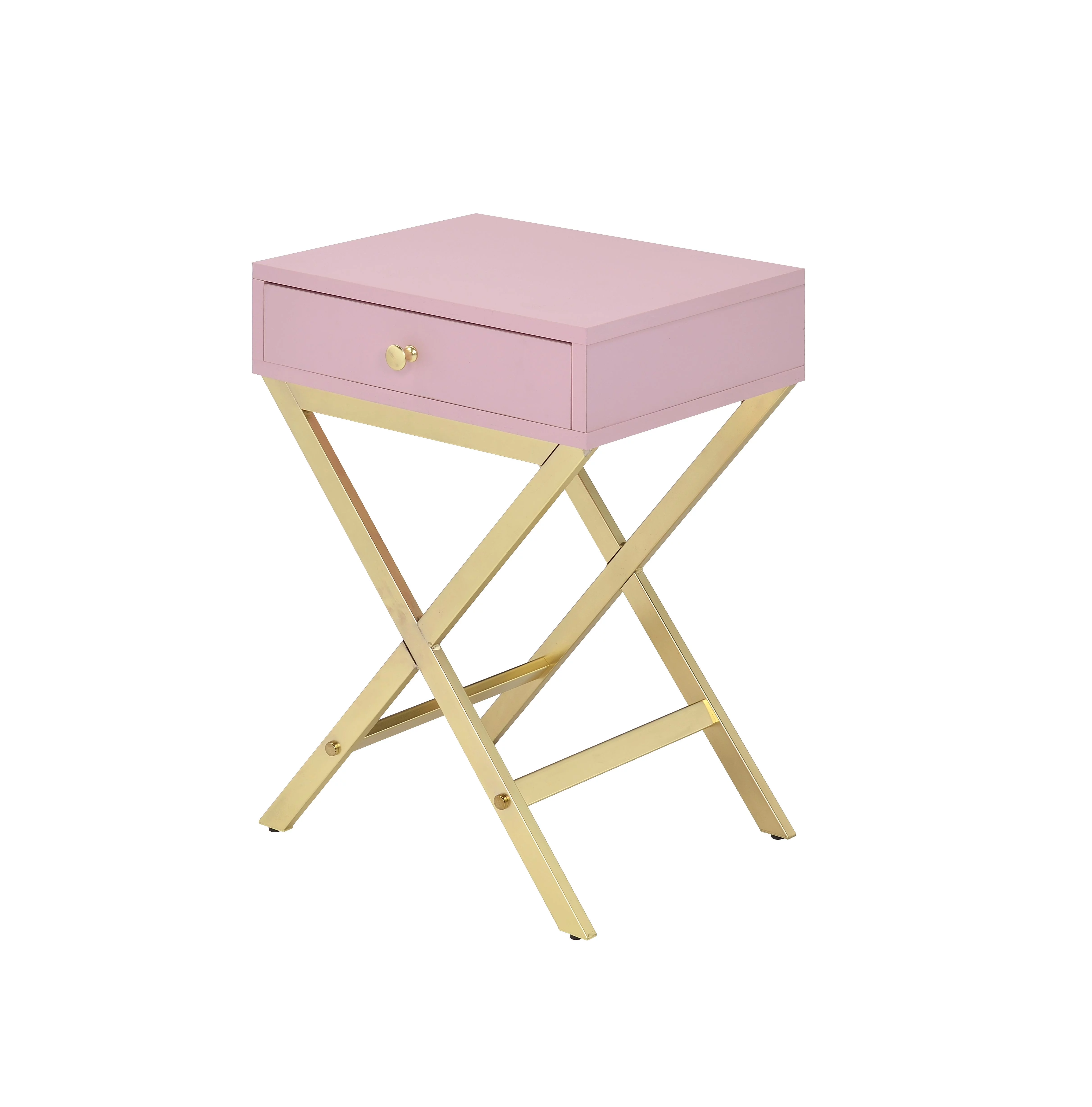 Coleen Side Table, Pink & Gold 82698