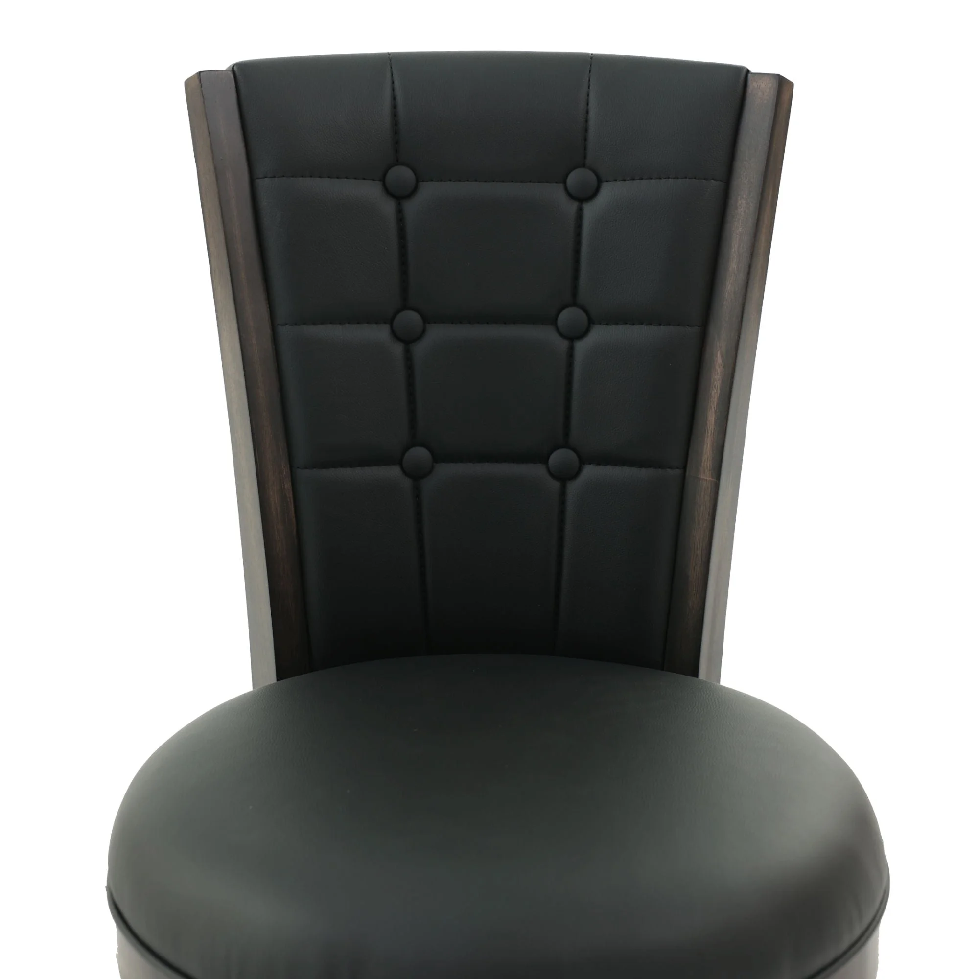 Poundex F1855 Faux Leather Counter Chair with Swivel Function, Black - Set of 2