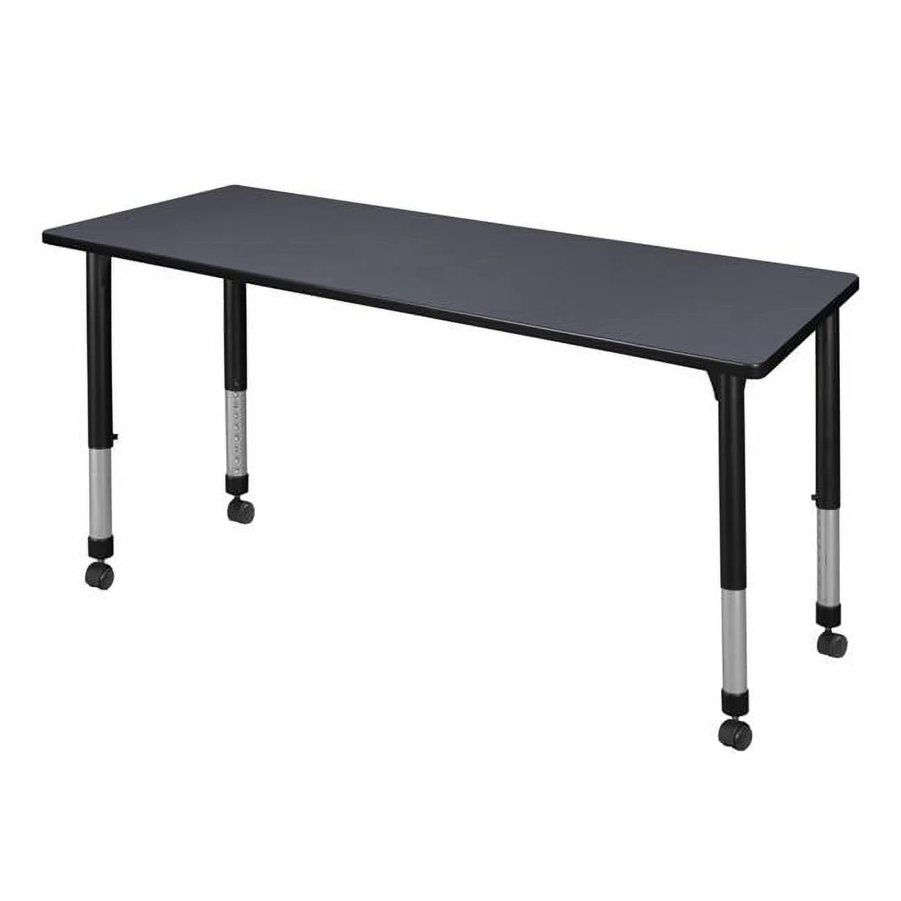 66 x 24 in. Kee Height Adjustable Mobile Classroom Table, Grey