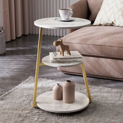 3-Tier End Table Living Room Sofa Side Snack Table Coffee Tray Under Sofa Table