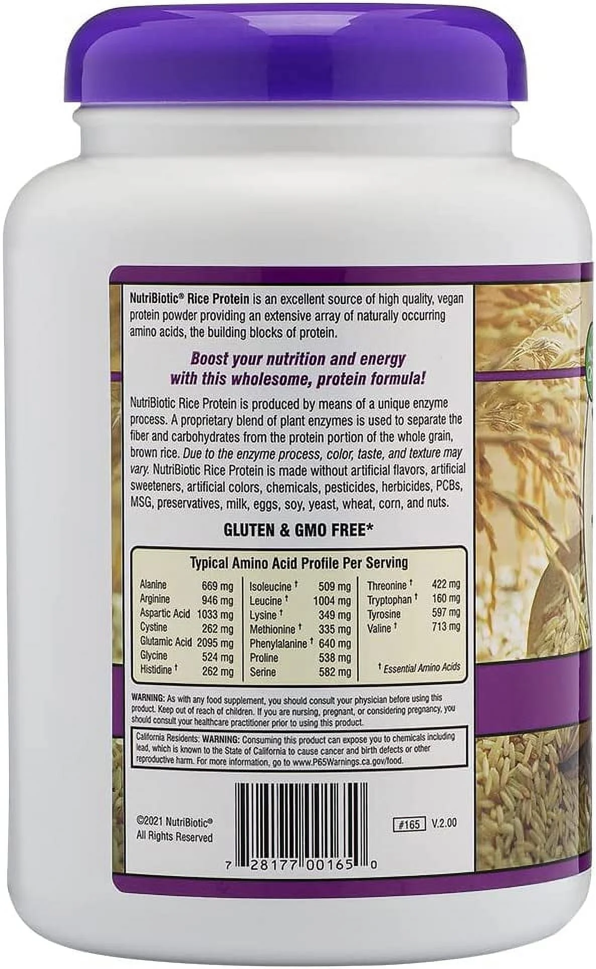 NutriBiotic Raw Rice Protein Powder Mixed Berry - 1.31 lbs Pack of 4