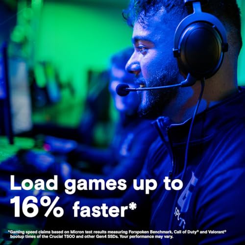 Crucial T500 1TB Gen4 NVMe M.2 Internal Gaming SSD, Up to 7300MB/s, Laptop & Desktop Compatible + 1mo Adobe CC All Apps - CT1000T500SSD8