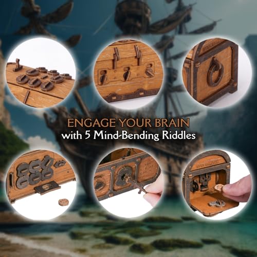 WOODEN.CITY Treasure Chest Puzzle Box for Adults – 3D Wooden Puzzles Mystery Box Brain Teaser & Escape Room Game with Secret Opening (165 Pieces, Gift Idea)