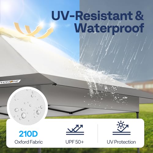 VIVOHOME 10x10ft Pop Up Canopy Tent One Push Setup Outdoor Portable Shelter Tent Heavy Duty with Wheel Carry Bag and 4 Sandbags, White