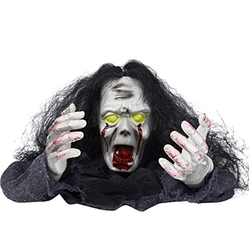 Zombie Groundbreaker Halloween Outdoor Graveyard Decoration with 6 Tombstones for Graves - Scary Gravestone Yard Sign Stakes - Waterproof Headstone