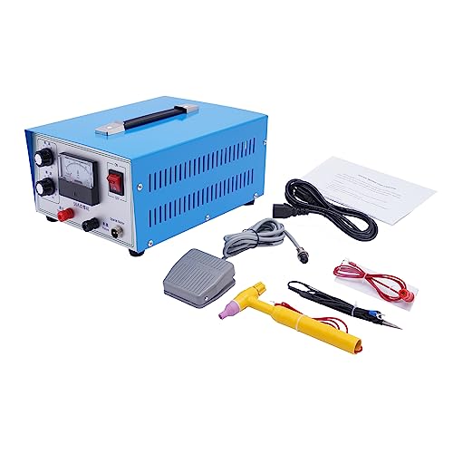 50A 110V Blue Jewelry Welding Machine Professional Spot Welder for Gold, Silver Portable Welder with Adjustable Power, Foot Pedal and US Plug Compact Tool for Jewelry Repair, Metal Crafts.