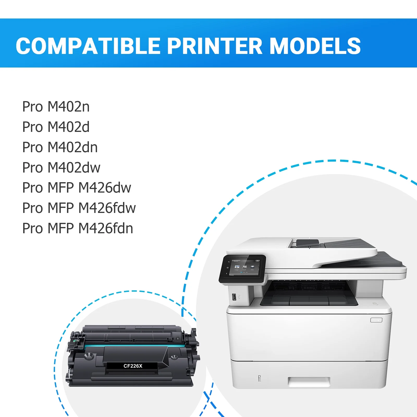 26A 26X Black High-Yield Toner Cartridge Compatible for HP 26A CF226A 26X CF226X HP Laserjet Pro M402n M402dn MFP M426fdw M426fdn M426dw M402dw High-Yield Printer Ink (1-Pack)