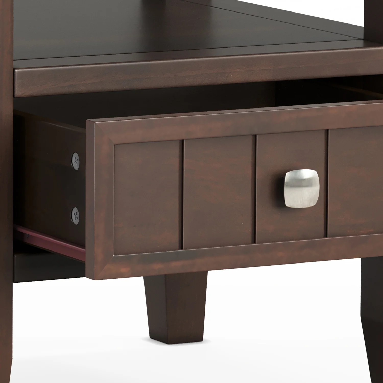 Simpli Home Acadian SOLID WOOD 19 inch Wide Square Transitional End Table with Drawer in Brunette Brown