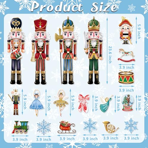 Christmas Garage Door Decoration Magnet 19Pcs, Xmas Nutcrackers Fridge Magnets Snowflake Refrigerator Car Magnetic Stickers, Holiday Magnetic Soldier Nutcracker Garage Door Decor for H (Nutcracker 02)