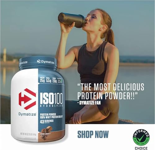 Dymatize ISO100 Whey Protein Powder Isolate, Cookies & Cream, 25g of Protein, 20 Servings, 5.5g BCAAs, Less Than 120 Cal., Gluten Free, 1g Fat, 1g Sugar, 2g Carb