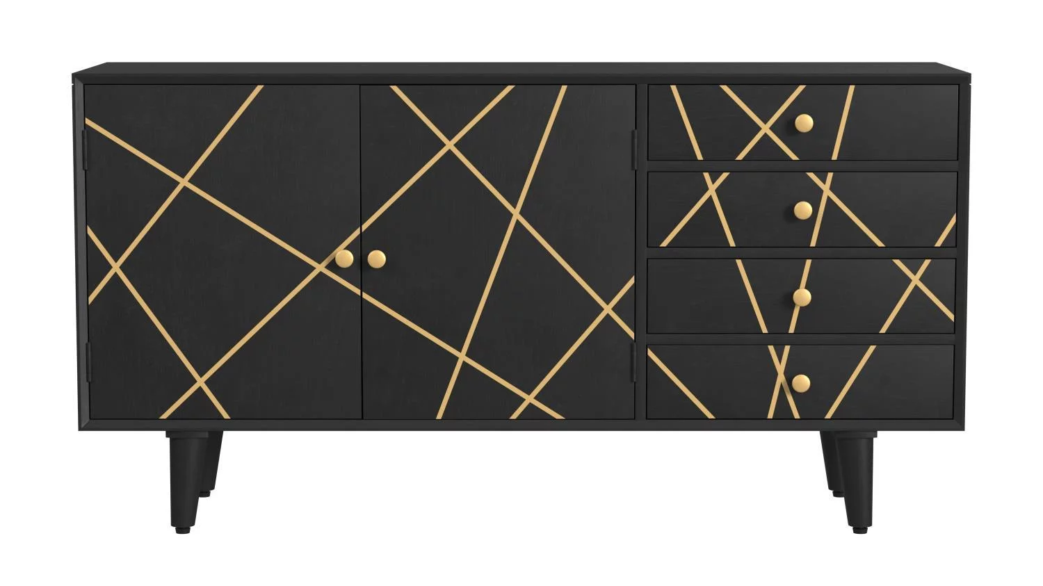 Powell Kade Mango Wood Console Table With Black Finish D1450A21