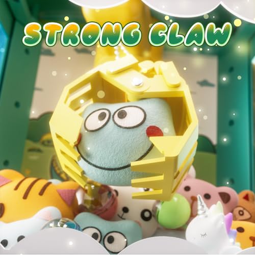 Skirfy Dinosuar Claw Machine, Mini Vending Machine with Lights & Music, Adjustable Sound, Candy and Electronic Prize Dispenser, Includes 45 Toys, Candy and Birthday Gift for Kids Boys