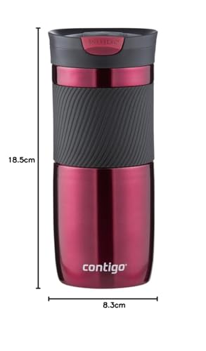 Contigo Byron Snapseal Travel Mug, Stainless Steel Thermal Mug, Vacuum Flask, Leakproof Tumbler, Coffee Mug with BPA Free Easy-Clean Lid, 590 ml, Black