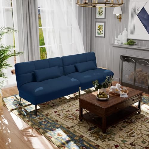 COMHOMA Convertible Sofa Bed,68″Fabric Couch with Adjustable Backrest,Loveseat Recliner Sleeper Living Room Furniture futon Set,Black