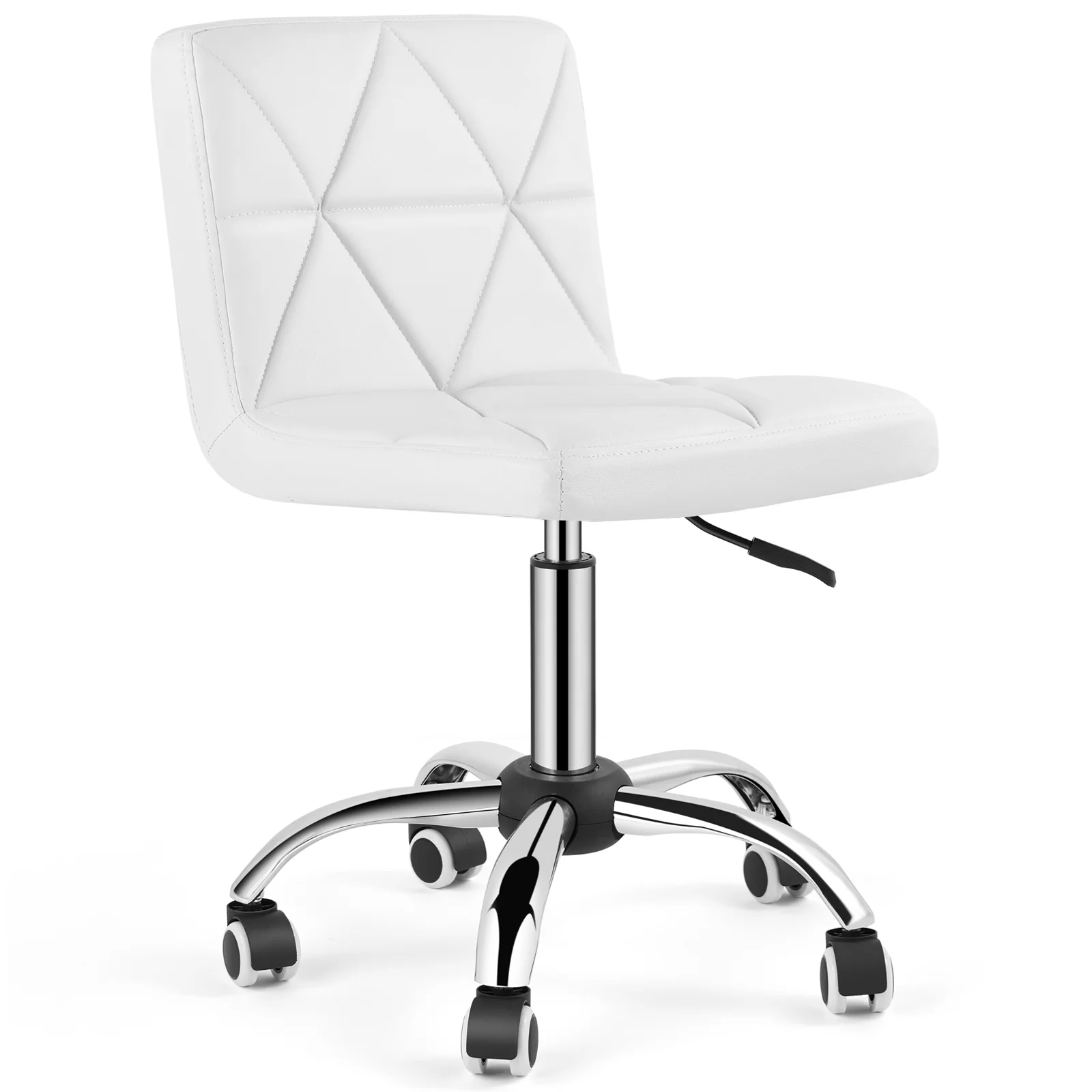 COSVALVE Armless Desk Chair Low Back Swivel Barber Chair Office Task Computer (White)