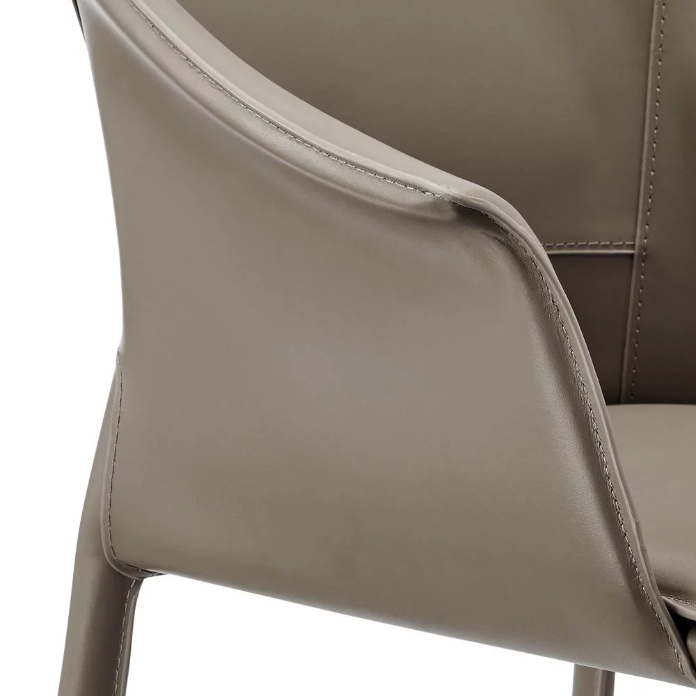 New Pacific Direct Callie Recycled Leather Dining Arm Chair in Light Mocha