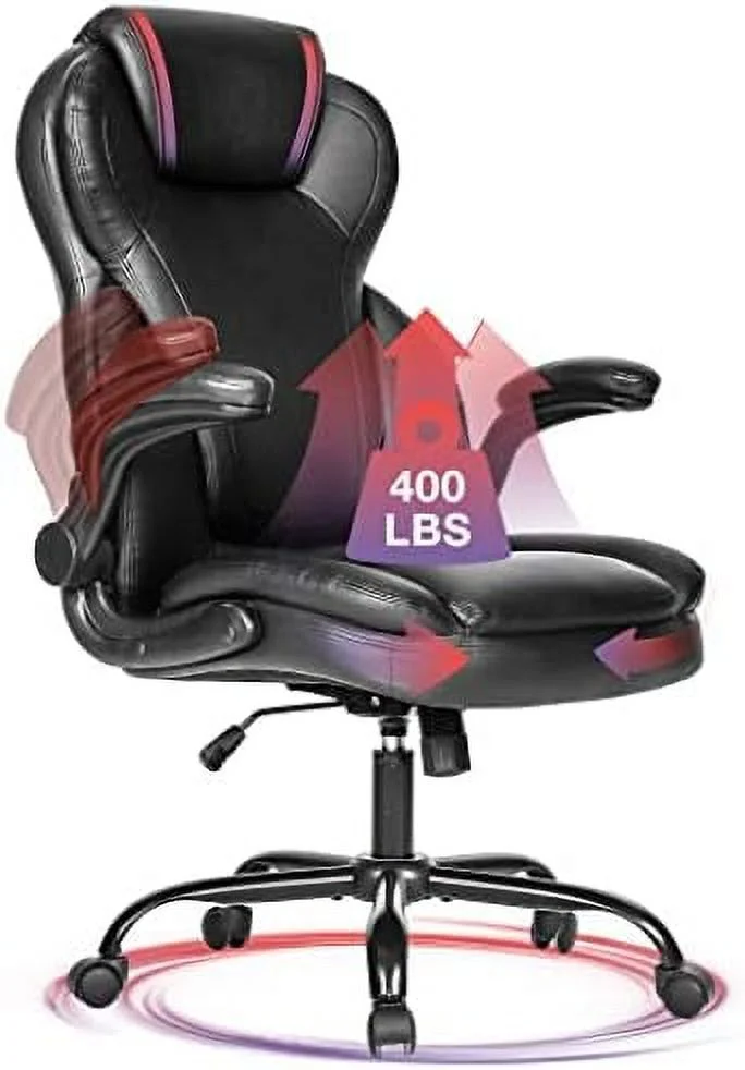 Big and Tall Fabric Office Chair 400lbs-Heavy Duty Executive Desk Chair with Extra Wide Seat  High Back JOMA Leather Computer Chair with Tilt Rock&Tension  Padded Armrests-Black