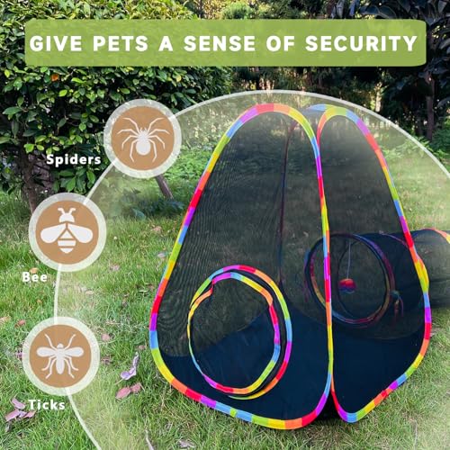 Outdoor Cat Enclosures, Cat Tunnels Tents Cubes for Indoor Cats with Play Ball, Collapsible Outside Playpen Tunnel for Kitty, Rabbit, Puppy and Small Animals