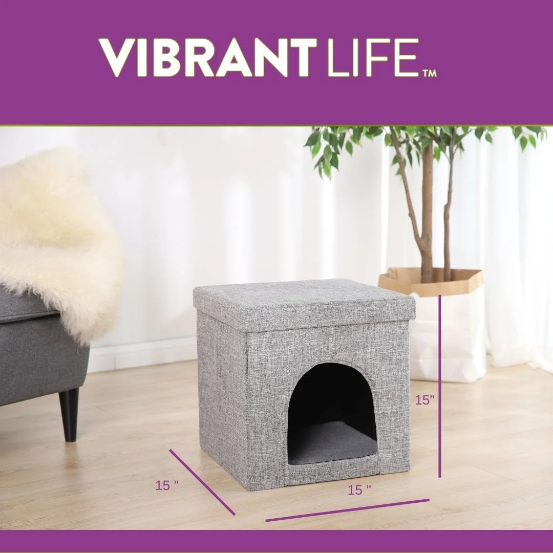 Vibrant Life Small Cat Cube Condo, Gray, 15