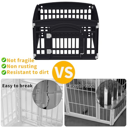 Pet Playpen for Dogs Heavy Plastic Puppy Exercise Pen Indoor Outdoor Small Pets Fence Puppies Folding Cage 6 Panels for Puppies and Small Dogs House Supplies (White 6*Panel)