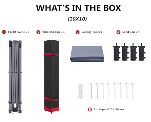 ABCCANOPY Pop Up Canopy - Outdoor Patio Portable Canopy Tent Heavy Duty for Backyard and Deck with 4 Sandbags(White, 10x10)