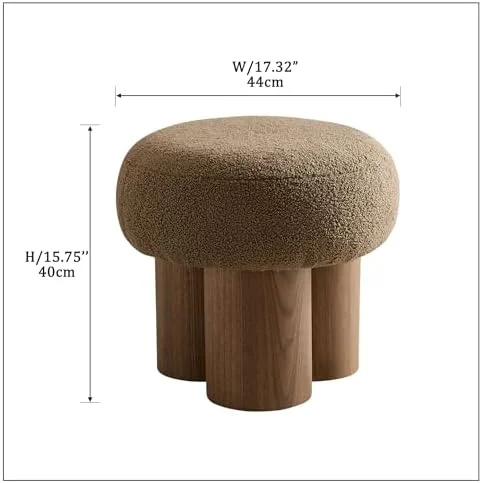 RUNFAYBIU MEETAKING Small Round Foot Stool  Teddy Fabric Footrest Ottoman Stool with Non-Skid Legs  Modern Footstools Step for Couch  Desk  Office  Living Room (Brown)